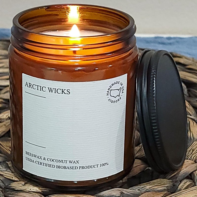 Arctic Wicks Midnight Whispers Scented Candle | 9oz Amber Jar | Non-Toxic Coconut & Beeswax Candles | Hand-Poured Clean Burning Candle | Rich Sandalwood Scent | 100% USDA Biobased - Image 3